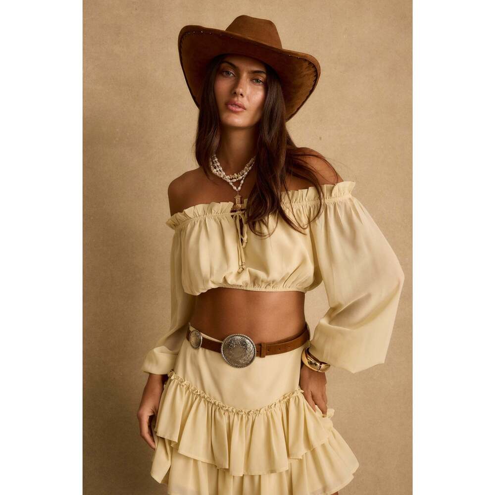 12th Tribe Panama Baby Yellow Chiffon Top Size MM